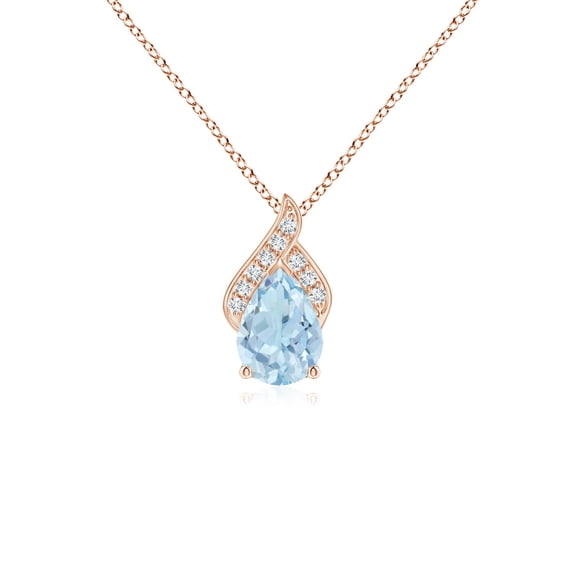 ANGARA Natural Solitaire Pear-Shaped Aquamarine Flame Pendant in 14K Rose Gold for Women (Size-7x5mm) | March Birthstone, Birthday, Anniversary, Jewelry Gift for Women | Natural Aquamarine Necklace