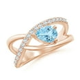 thumbnail image 1 of ANGARA Natural Criss Cross Pear Shaped Aquamarine Ring with Diamond Accents in 14K Rose Gold for Women (Size-7x5mm) | March Birthstone, Anniversary, Jewelry Gift for Women | Natural Aquamarine Ring, 1 of 7