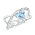 thumbnail image 1 of ANGARA Natural Criss Cross Pear Shaped Aquamarine Ring with Diamond Accents in 14K White Gold for Women (Size-7x5mm) | March Birthstone, Anniversary, Jewelry Gift for Women | Natural Aquamarine Ring, 1 of 9