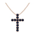 thumbnail image 1 of ANGARA Natural Flat Prong-Set Blue Sapphire Cross Pendant in 14K Rose Gold for Women (Size-2mm) | September Birthstone, Birthday, Anniversary, Jewelry Gift for Women | Natural Blue Sapphire Necklace, 1 of 8