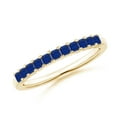 thumbnail image 1 of ANGARA Natural Square Blue Sapphire Semi Eternity Wedding Ring in 14K Yellow Gold for Women (Size-1.9mm) | September Birthstone, Anniversary, Jewelry Gift for Women | Natural Blue Sapphire Ring, 1 of 9