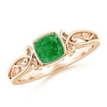 thumbnail image 1 of ANGARA Natural Vintage Style Cushion Emerald Solitaire Engagement Ring in 14K Rose Gold for Women (Size-5mm) | May Birthstone, Birthday, Anniversary, Jewelry Gift for Women | Natural Emerald Ring, 1 of 9
