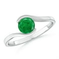 thumbnail image 1 of ANGARA Natural Semi Bezel-Set Solitaire Round Emerald Bypass Engagement Ring in 14K White Gold for Women (Size-5.5mm) | May Birthstone, Anniversary, Jewelry Gift for Women | Natural Emerald Ring, 1 of 10