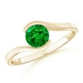 thumbnail image 1 of ANGARA Natural Semi Bezel-Set Solitaire Round Emerald Bypass Engagement Ring in 14K Yellow Gold for Women (Size-5.5mm) | May Birthstone, Anniversary, Jewelry Gift for Women | Natural Emerald Ring, 1 of 10