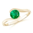 thumbnail image 1 of ANGARA Natural Semi Bezel-Set Solitaire Round Emerald Bypass Engagement Ring in 14K Yellow Gold for Women (Size-5.5mm) | May Birthstone, Anniversary, Jewelry Gift for Women | Natural Emerald Ring, 1 of 10