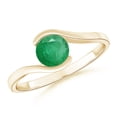thumbnail image 1 of ANGARA Natural Semi Bezel-Set Solitaire Round Emerald Bypass Engagement Ring in 14K Yellow Gold for Women (Size-5.5mm) | May Birthstone, Anniversary, Jewelry Gift for Women | Natural Emerald Ring, 1 of 10