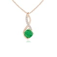 thumbnail image 1 of ANGARA Natural Emerald Infinity Pendant with Diamond Accents in 14K Rose Gold for Women (Size-5mm) | May Birthstone, Birthday, Anniversary, Jewelry Gift for Women | Natural Emerald Necklace, 1 of 8