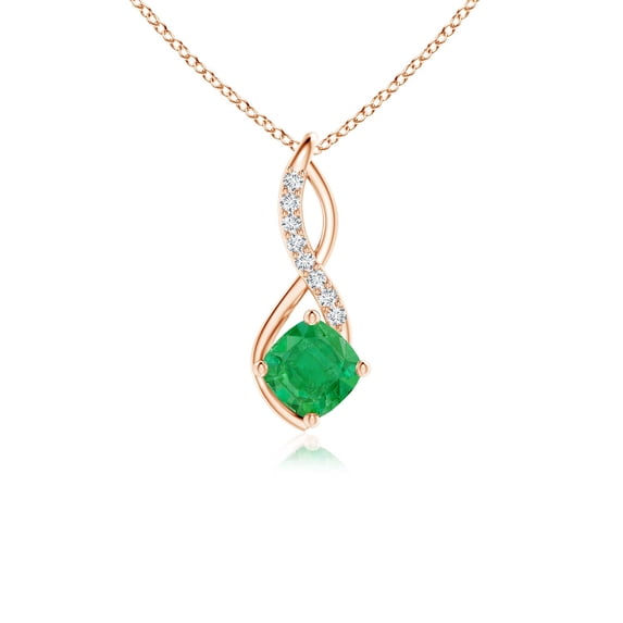 ANGARA Natural Emerald Infinity Pendant with Diamond Accents in 14K Rose Gold for Women (Size-5mm) | May Birthstone, Birthday, Anniversary, Jewelry Gift for Women | Natural Emerald Necklace