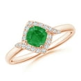 thumbnail image 1 of ANGARA Natural Cushion Emerald and Diamond Halo Promise Ring in 14K Rose Gold for Women (Size-5mm) | May Birthstone, Birthday, Anniversary, Jewelry Gift for Women | Natural Emerald Ring, 1 of 8