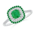 thumbnail image 1 of Angara Natural 0.55 Ct. Emerald with Diamond Halo Ring in 14K White Gold for Women (Ring Size: 12), 1 of 8
