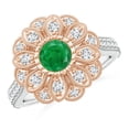 thumbnail image 1 of Angara Natural 0.55 Ct. Emerald with Diamond Vintage Inspired Ring in 14K White & Rose Gold for Women (Ring Size: 12), 1 of 10