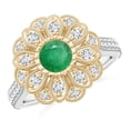 thumbnail image 1 of ANGARA Natural Vintage Inspired Emerald Floral Halo Ring with Milgrain in 14K White & Yellow Gold for Women (Size-5.5mm) | May Birthstone, Anniversary, Jewelry Gift for Women | Natural Emerald Ring, 1 of 10