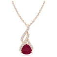 thumbnail image 1 of Angara Natural 0.55 Ct. Ruby with Diamond Fashion Pendant Necklace in 14K Rose Gold for Women with 18 Inch Cable Chain, 1 of 8