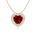 thumbnail image 1 of ANGARA Natural Heart-Shaped Ruby Pendant with Diamond Halo in 14K Rose Gold for Women (Size-5mm) | July Birthstone, Birthday, Anniversary, Jewelry Gift for Women | Natural Ruby Necklace, 1 of 8