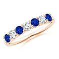 thumbnail image 1 of ANGARA Natural Half Eternity Seven Stone Sapphire and Diamond Wedding Ring in 14K Rose Gold for Women (Size-3mm) | September Birthstone, Anniversary, Jewelry Gift for Women | Natural Sapphire Ring, 1 of 9