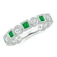 thumbnail image 1 of ANGARA Natural Bezel-Set Square Emerald and Round Diamond Ring in 14K White Gold for Women (Size-2.5mm) | May Birthstone, Birthday, Anniversary, Jewelry Gift for Women | Natural Emerald Ring, 1 of 9