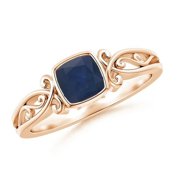 Angara Natural 0.57 Ct. Blue Sapphire Solitaire Ring in 14K Rose Gold for Women (Ring Size: 12)
