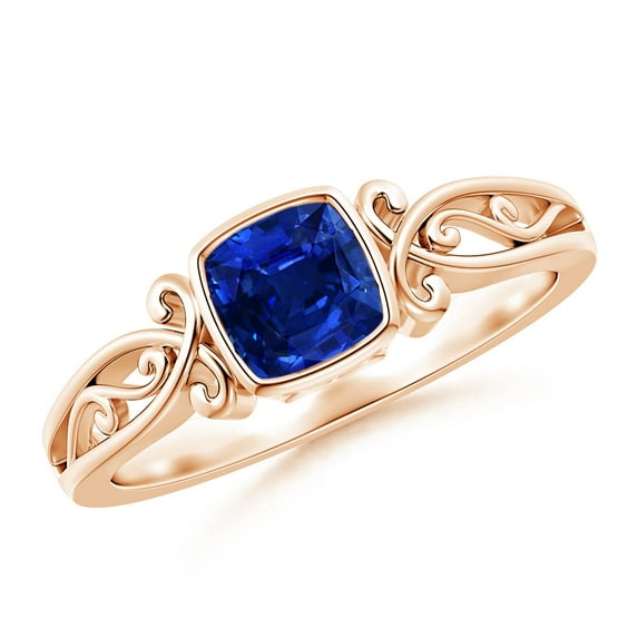 Angara Natural 0.57 Ct. Blue Sapphire Solitaire Ring in 14K Rose Gold for Women (Ring Size: 3)
