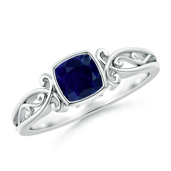 Angara Natural 0.57 Ct. Blue Sapphire Solitaire Ring in 14K White Gold for Women (Ring Size: 3.5)