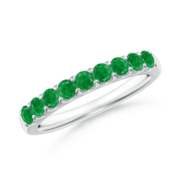 ANGARA Natural Shared Prong Set Half Eternity Emerald Wedding Band in 14K White Gold for Women (Size-2.5mm) | May Birthstone, Birthday, Anniversary, Jewelry Gift for Women | Natural Emerald Ring