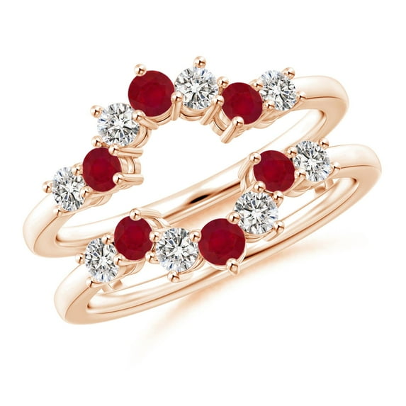 ANGARA Natural Ruby and Diamond Sunburst Ring Wrap in 14K Rose Gold for Women (Size-2.6mm) | July Birthstone, Birthday, Anniversary, Jewelry Gift for Women | Natural Ruby Ring