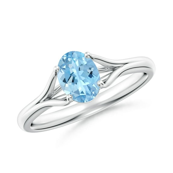 Angara Natural 0.6 Ct. Aquamarine Solitaire Ring in Sterling Silver for Women (Ring Size: 7.5)