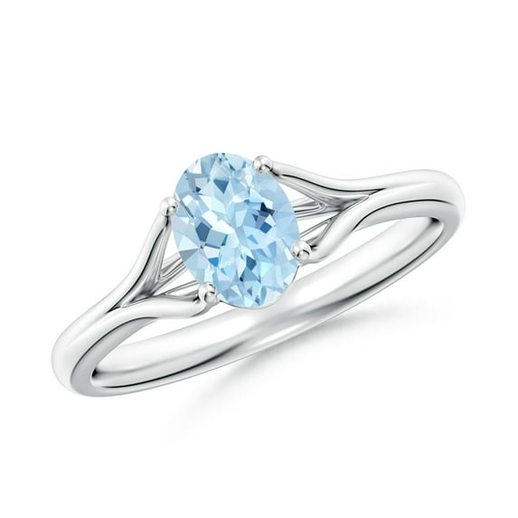 Angara Natural 0.6 Ct. Aquamarine Solitaire Ring in Sterling Silver for Women (Ring Size: 7.5)