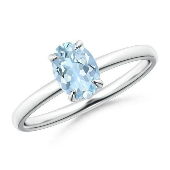 Angara Natural 0.6 Ct. Aquamarine Solitaire Ring in Sterling Silver for Women (Ring Size: 7)
