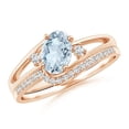 thumbnail image 1 of ANGARA Natural Oval Aquamarine and Diamond Bridal Set in 14K Rose Gold for Women (Size-7x5mm) | March Birthstone, Birthday, Anniversary, Jewelry Gift for Women | Natural Aquamarine Ring, 1 of 8