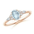 thumbnail image 1 of Angara Natural 0.6 Ct. Aquamarine with Diamond Classic Ring in 14K Rose Gold for Women (Ring Size: 3.5), 1 of 10