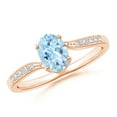 thumbnail image 1 of ANGARA Natural Solitaire Oval Aquamarine Bypass Ring with Pave Diamonds in 14K Rose Gold for Women (Size-7x5mm) | March Birthstone, Anniversary, Jewelry Gift for Women | Natural Aquamarine Ring, 1 of 6