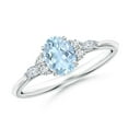 thumbnail image 1 of ANGARA Natural Oval Aquamarine Side Stone Engagement Ring with Diamonds in 14K White Gold for Women (Size-7x5mm) | March Birthstone, Anniversary, Jewelry Gift for Women | Natural Aquamarine Ring, 1 of 10