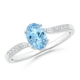 thumbnail image 1 of Angara Natural 0.6 Ct. Aquamarine with Diamond Classic Ring in 14K White Gold for Women (Ring Size: 11.5), 1 of 8