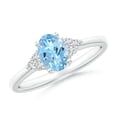 thumbnail image 1 of ANGARA Natural Solitaire Oval Aquamarine and Diamond Promise Ring in 14K White Gold for Women (Size-7x5mm) | March Birthstone, Birthday, Anniversary, Jewelry Gift for Women | Natural Aquamarine Ring, 1 of 10