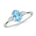 thumbnail image 1 of ANGARA Natural Oval Aquamarine and Pear Diamond Three Stone Engagement Ring in 14K White Gold for Women (Size-7x5mm) | March Birthstone, Anniversary, Jewelry Gift for Women | Natural Aquamarine Ring, 1 of 10