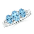 thumbnail image 1 of ANGARA Natural Oval Aquamarine Three Stone Criss-Cross Engagement Ring in 14K White Gold for Women (Size-7x5mm) | March Birthstone, Anniversary, Jewelry Gift for Women | Natural Aquamarine Ring, 1 of 10