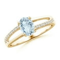 thumbnail image 1 of Angara Natural 0.6 Ct. Aquamarine with Diamond Classic Ring in 14K Yellow Gold for Women (Ring Size: 11.5), 1 of 11