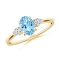 thumbnail image 1 of Angara Natural 0.6 Ct. Aquamarine with Diamond Classic Ring in 14K Yellow Gold for Women (Ring Size: 12), 1 of 10