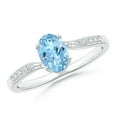 thumbnail image 1 of ANGARA Natural Solitaire Oval Aquamarine Bypass Ring with Pave Diamonds in 925 Sterling Silver for Women (Size-7x5mm) | March Birthstone, Anniversary, Jewelry Gift for Women | Natural Aquamarine Ring, 1 of 6