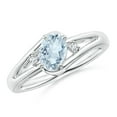 thumbnail image 1 of ANGARA Natural Aquamarine and Diamond Split Shank Ring in 14K White Gold for Women (Size-7x5mm) | March Birthstone, Birthday, Anniversary, Jewelry Gift for Women | Natural Aquamarine Ring, 1 of 9