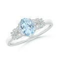 thumbnail image 1 of ANGARA Natural Vintage Style Oval Aquamarine Ring with Diamonds in 14K White Gold for Women (Size-7x5mm) | March Birthstone, Birthday, Anniversary, Jewelry Gift for Women | Natural Aquamarine Ring, 1 of 7
