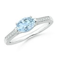 thumbnail image 1 of ANGARA Natural Oval Aquamarine Solitaire Ring with Diamonds in 14K White Gold for Women (Size-7x5mm) | March Birthstone, Birthday, Anniversary, Jewelry Gift for Women | Natural Aquamarine Ring, 1 of 9