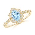thumbnail image 1 of Angara Natural 0.6 Ct. Aquamarine with Diamond Vintage Inspired Ring in 14K Yellow Gold for Women (Ring Size: 12), 1 of 9