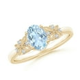 thumbnail image 1 of ANGARA Natural Vintage Style Oval Aquamarine Ring with Diamonds in 14K Yellow Gold for Women (Size-7x5mm) | March Birthstone, Birthday, Anniversary, Jewelry Gift for Women | Natural Aquamarine Ring, 1 of 9