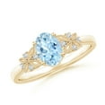 thumbnail image 1 of ANGARA Natural Vintage Style Oval Aquamarine Ring with Diamonds in 14K Yellow Gold for Women (Size-7x5mm) | March Birthstone, Birthday, Anniversary, Jewelry Gift for Women | Natural Aquamarine Ring, 1 of 9