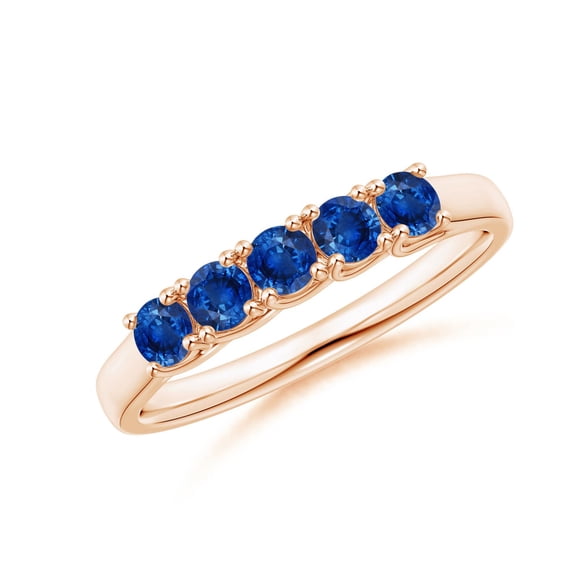 ANGARA Natural Half Eternity Five Stone Blue Sapphire Wedding Band in 14K Rose Gold for Women (Size-2.8mm) | September Birthstone, Anniversary, Jewelry Gift for Women | Natural Blue Sapphire Ring