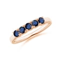 thumbnail image 1 of ANGARA Natural Half Eternity Five Stone Blue Sapphire Wedding Band in 14K Rose Gold for Women (Size-2.8mm) | September Birthstone, Anniversary, Jewelry Gift for Women | Natural Blue Sapphire Ring, 1 of 10
