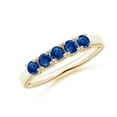 thumbnail image 1 of ANGARA Natural Half Eternity Five Stone Blue Sapphire Wedding Band in 14K Yellow Gold for Women (Size-2.8mm) | September Birthstone, Anniversary, Jewelry Gift for Women | Natural Blue Sapphire Ring, 1 of 10
