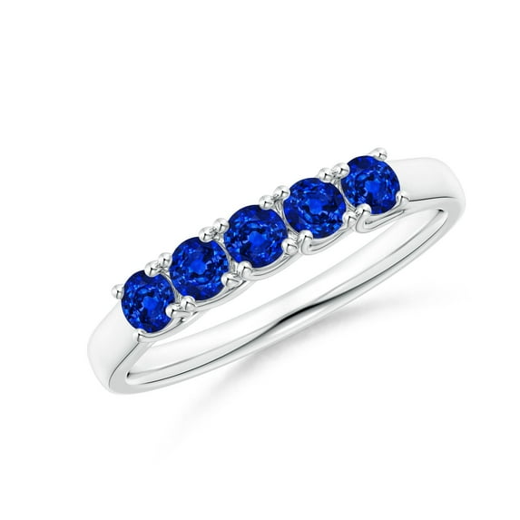 ANGARA Natural Half Eternity Five Stone Blue Sapphire Wedding Band in 925 Sterling Silver for Women (Size-2.8mm) | September Birthstone, Anniversary, Jewelry Gift for Women | Natural Sapphire Ring