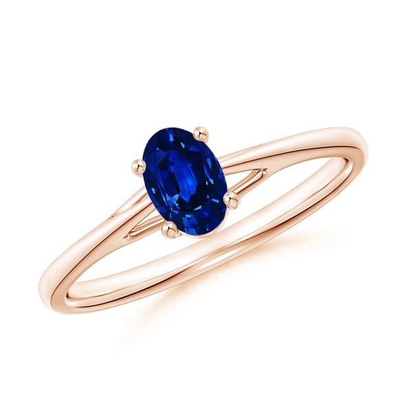 ANGARA Natural Prong-Set Oval Sapphire Cathedral Solitaire Ring in 14K Rose Gold for Women (Size-6x4mm) | September Birthstone, Anniversary, Jewelry Gift for Women | Natural Blue Sapphire Ring